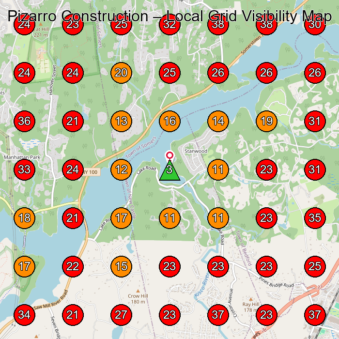 Pizarro Construction GeoGrid visibility map for Masonry Contractor in None